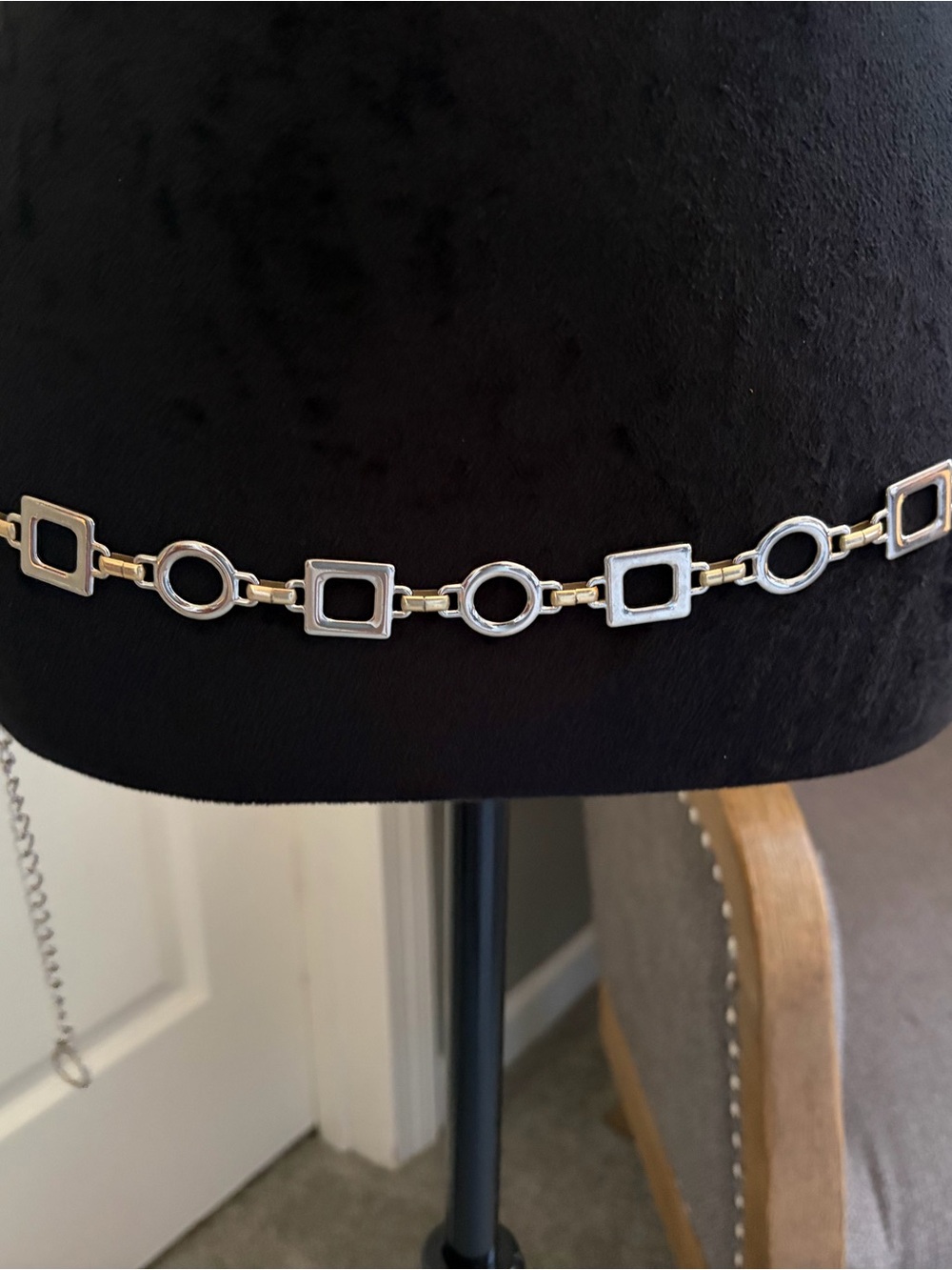 Silver Geometric Link Belt - Women Accessories